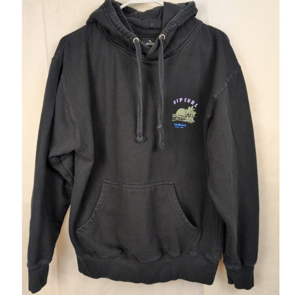Ripcurl Hawaii black kangaroo pocket hoodie Size Med Surfer Retro Classic